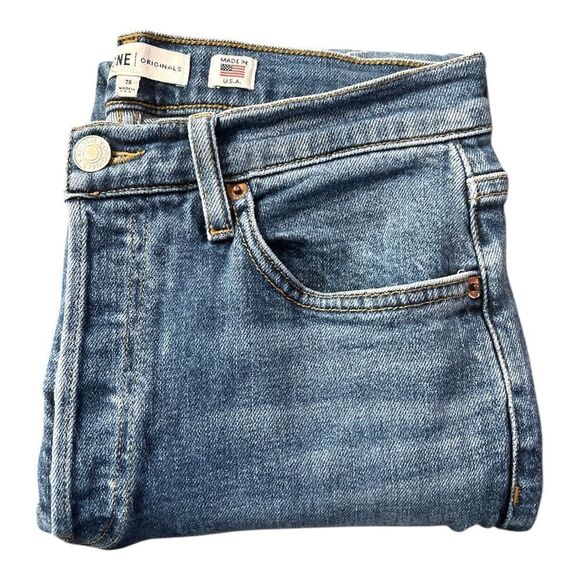 Re/Done High Rise Ankle Crop Button-Fly Jeans  in Mid 70s Wash Size 28 - Picture 4 of 8